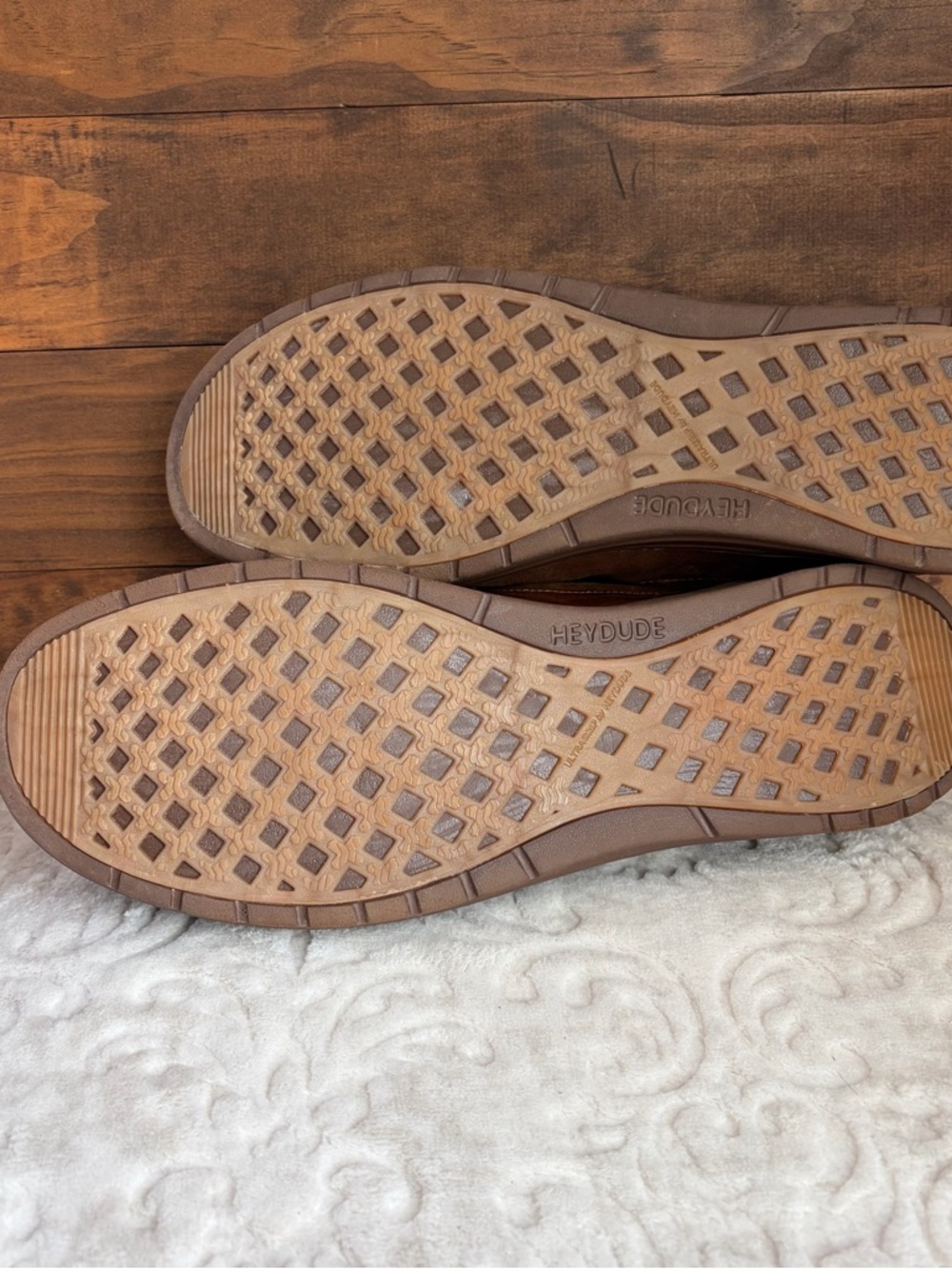 Hey Dude Wally Grip Moc Craft Leather Shoes Men Sz 15 Brown Slip On Comfort EUC - Picture 9 of 16